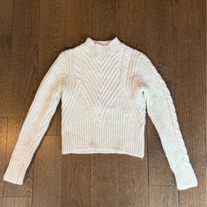 Sandro Cream Cable Knit Wool Sweater